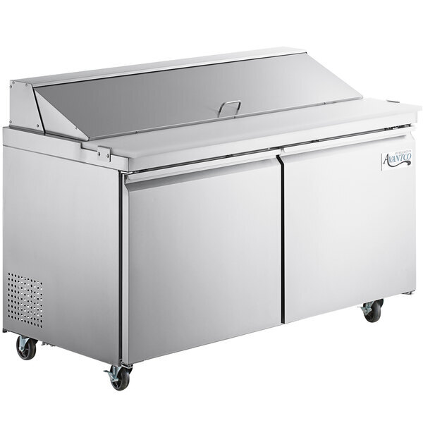 Scratch and Dent Avantco SS-PT-60-HC 60" 2 Door Stainless Steel Refrigerated Sandwich Prep Table