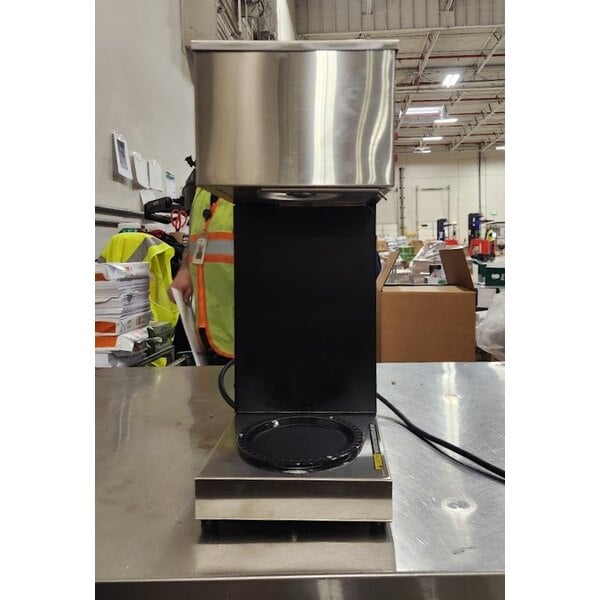 Scratch and Dent Bunn 33200.0015 VPR Black 12 Cup Pourover Coffee Brewer with 1 Upper and 1 Lower Warmer and 2 Glass Decanters - 120V