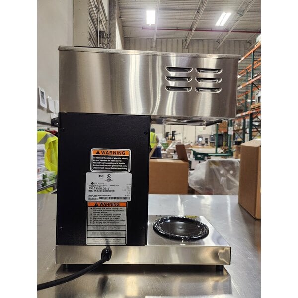 Scratch and Dent Bunn 33200.0015 VPR Black 12 Cup Pourover Coffee Brewer with 1 Upper and 1 Lower Warmer and 2 Glass Decanters - 120V