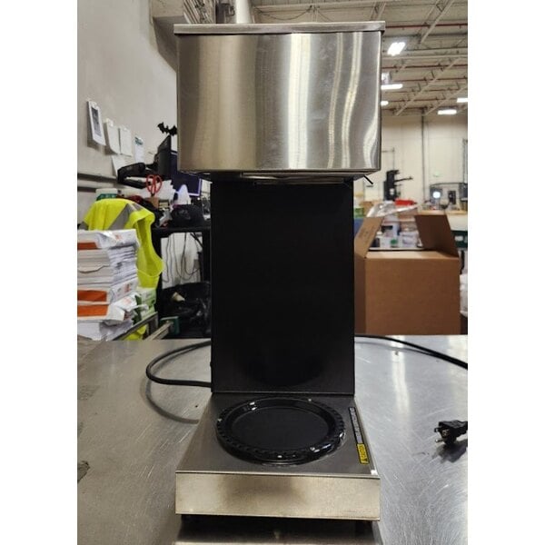 Scratch and Dent Bunn 33200.0015 VPR Black 12 Cup Pourover Coffee Brewer with 1 Upper and 1 Lower Warmer and 2 Glass Decanters - 120V