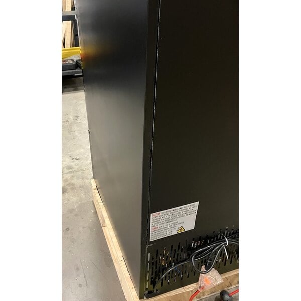 Scratch and Dent Avantco GDC-23-HC 28 3/8" Black Customizable Left-Hinged Swing Glass Door Merchandiser Refrigerator with LED Lighting