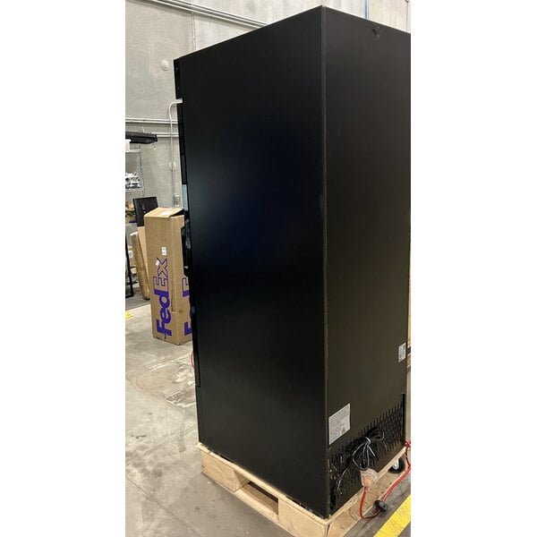 Scratch and Dent Avantco GDC-23-HC 28 3/8" Black Customizable Left-Hinged Swing Glass Door Merchandiser Refrigerator with LED Lighting