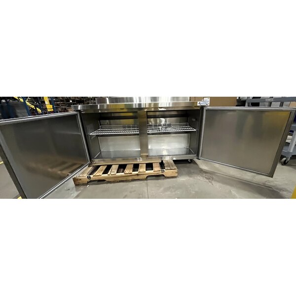 Scratch and Dent Avantco SS-WT-60R-HC 60" Two Door Worktop Refrigerator with 3 1/2" Backsplash