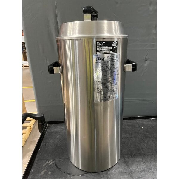 Scratch and Dent Fetco TPD-30 Luxus Stainless Steel 3 Gallon Coffee Dispenser