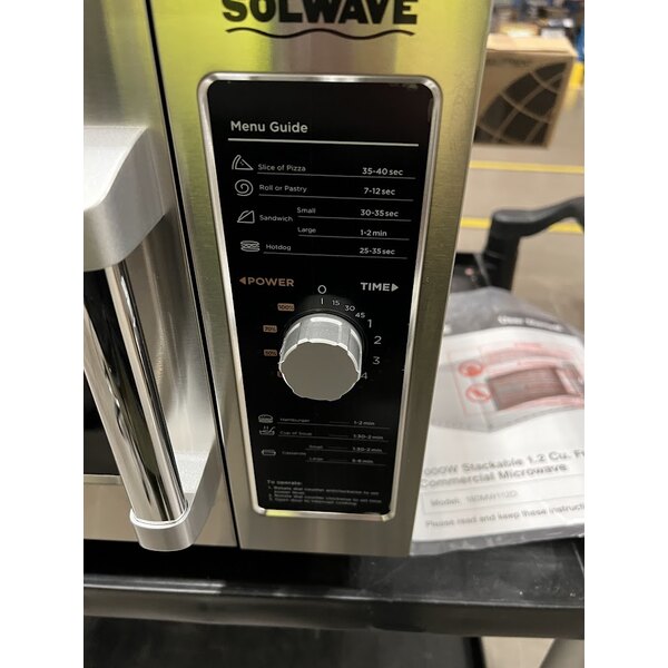 Scratch and Dent Solwave 1000W Stackable Commercial Microwave with Large 1.2 cu. ft. Interior and Dial Controls - 120V