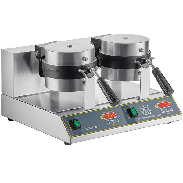 Scratch and Dent Carnival King WBM26DGT Non-Stick Double Belgian Waffle Maker with Digital Timer and Temperature Controls - 120V