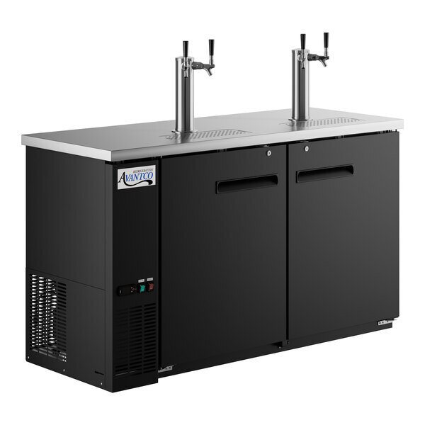 Scratch and Dent Avantco UDD-60-HC (2) Double Tap Kegerator Beer Dispenser - Black, (2) 1/2 Keg Capacity