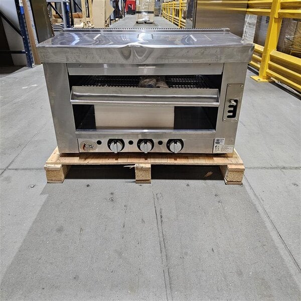 Scratch and Dent Cooking Performance Group S-36-SB-N 36" Natural Gas Infrared Salamander Broiler with Wall Mounting Bracket - 36,000 BTU