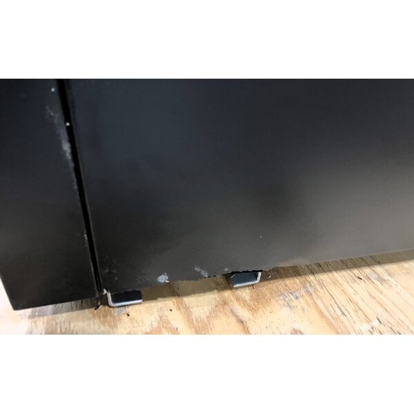 Scratch and Dent Avantco GDC-15-HC 25 5/8" Black Customizable Swing Glass Door Merchandiser Refrigerator with LED Lighting