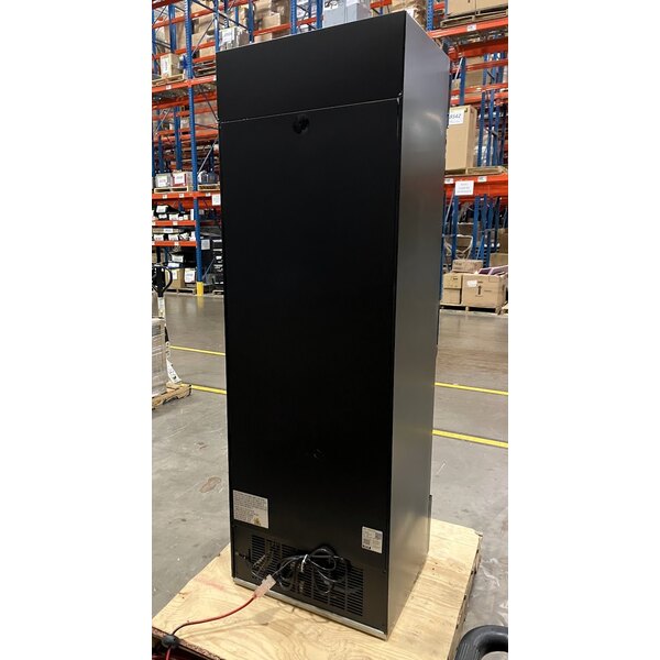 Scratch and Dent Avantco GDC-15-HC 25 5/8" Black Customizable Swing Glass Door Merchandiser Refrigerator with LED Lighting