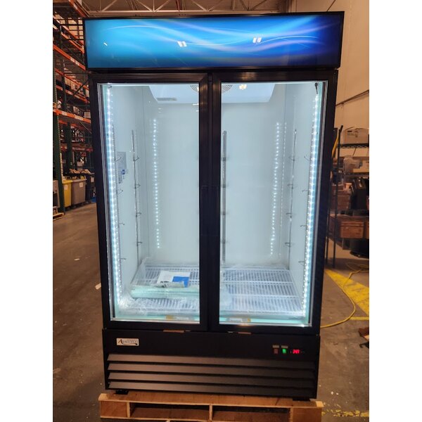 Scratch and Dent Avantco GDC-40-HC 48" Black Customizable Swing Glass Door Merchandiser Refrigerator with LED Lighting