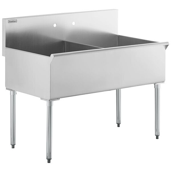 Scratch and Dent Steelton 24" x 24" x 14" Two-Compartment Utility Sink for (1) 8" Center Faucet