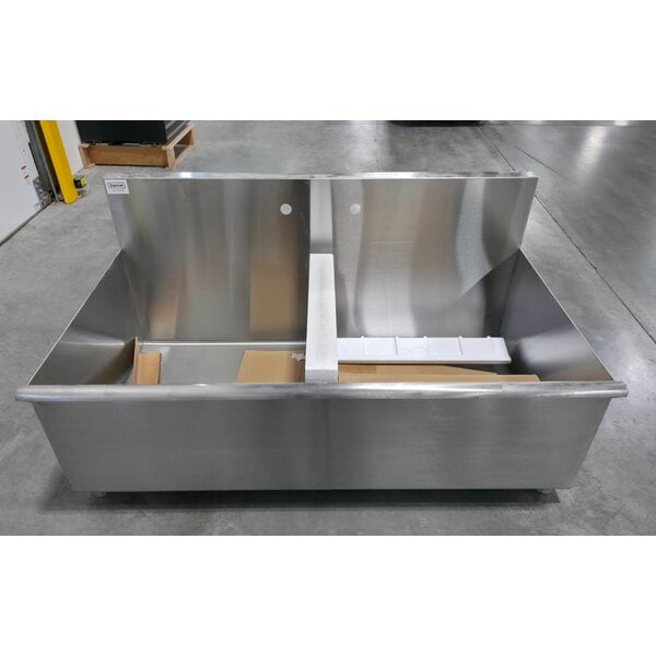 Scratch and Dent Steelton 24" x 24" x 14" Two-Compartment Utility Sink for (1) 8" Center Faucet