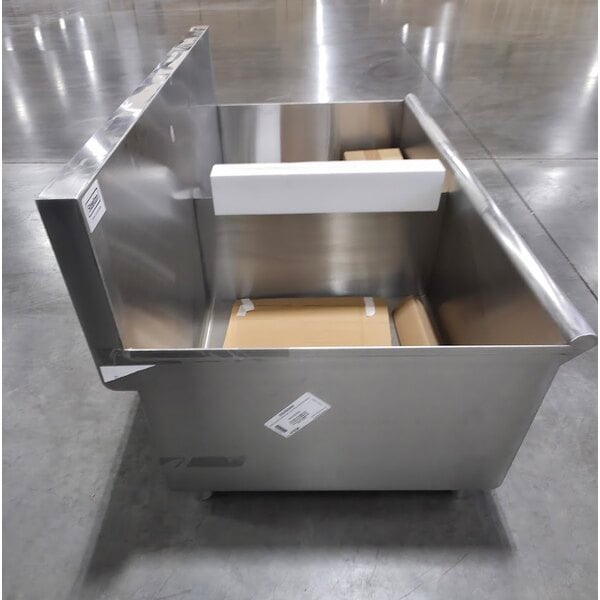 Scratch and Dent Steelton 24" x 24" x 14" Two-Compartment Utility Sink for (1) 8" Center Faucet