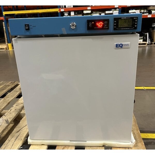 Scratch and Dent Summit Appliance ACR161WNSF456 EQTemp ACR Series 1.58 Cu. Ft. White / Blue Compact Reach-In Medical Refrigerator with Temperature-Monitored Vaccine Storage - 115V