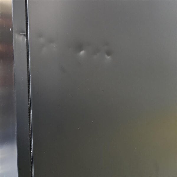 Scratch and Dent Avantco GDC-69-HC 78 1/4" Black Customizable Swing Glass Door Merchandiser Refrigerator with LED Lighting