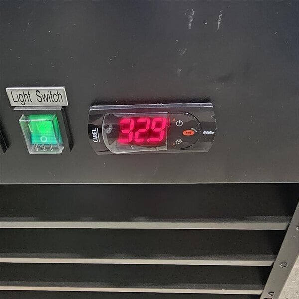 Scratch and Dent Avantco GDC-69-HC 78 1/4" Black Customizable Swing Glass Door Merchandiser Refrigerator with LED Lighting