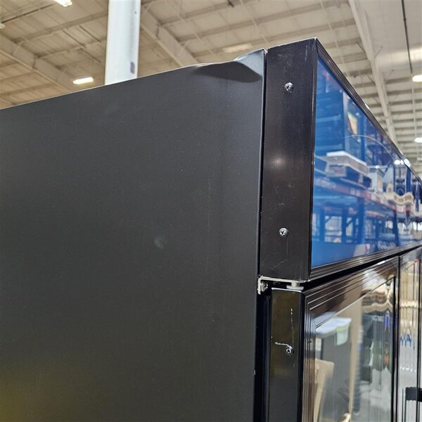 Scratch and Dent Avantco GDC-69-HC 78 1/4" Black Customizable Swing Glass Door Merchandiser Refrigerator with LED Lighting