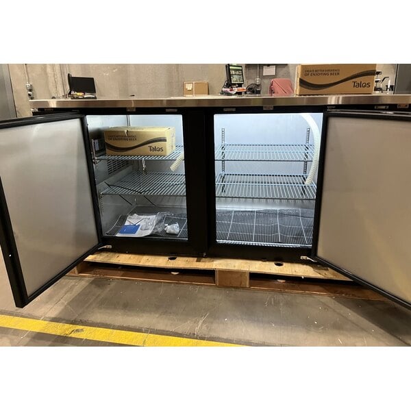 Scratch and Dent Avantco UDD-4-HC Black Kegerator / Beer Dispenser with (2) 2 Tap Towers - (3) 1/2 Keg Capacity