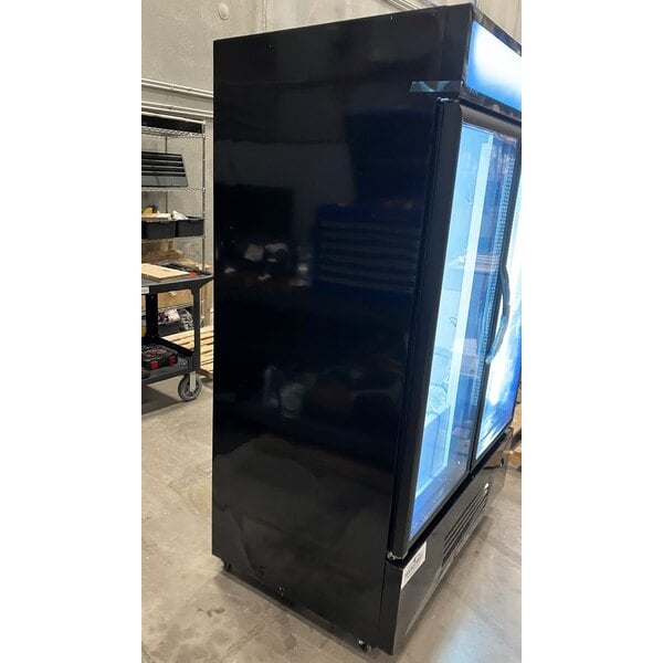 Scratch and Dent MainStreet Equipment GMC-49 52 3/4" Black Swing Glass Door Merchandiser Refrigerator - 120V