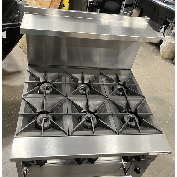 Scratch and Dent Vulcan 36C-6BP Endurance 6 Burner 36" Liquid Propane Range with Convection Oven Base - 215,000 BTU