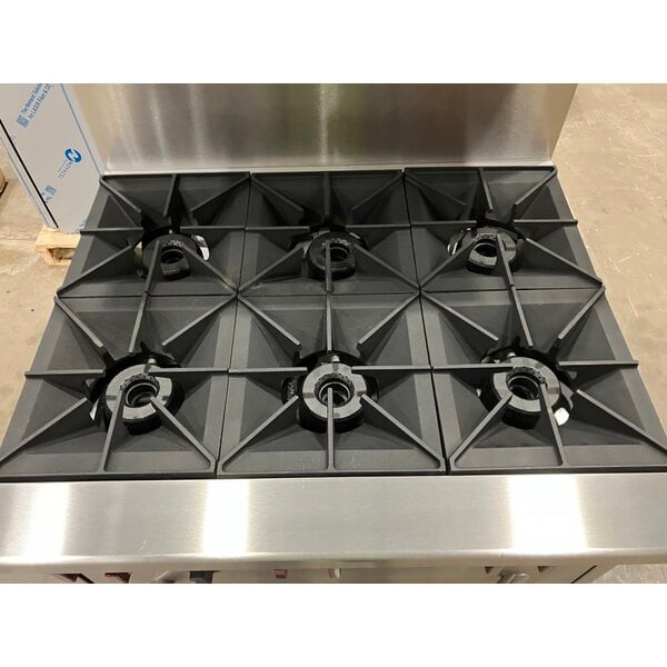 Scratch and Dent Vulcan SX36-6BP SX Series Liquid Propane 6 Burner 36" Range with Standard Oven - 198,000 BTU