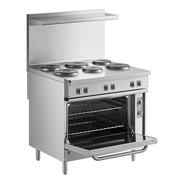Scratch and Dent Cooking Performance Group ER36-208-3 36" 6-Burner Electric Range with Standard Oven - 208V, 3 Phase