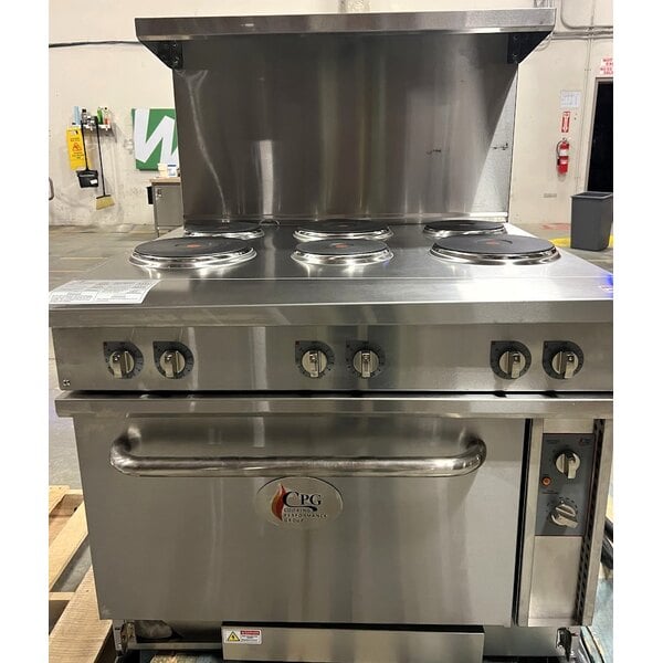 Scratch and Dent Cooking Performance Group ER36-208-3 36" 6-Burner Electric Range with Standard Oven - 208V, 3 Phase