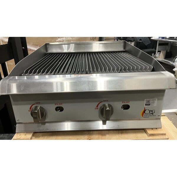 Scratch and Dent Cooking Performance Group CL-CPG-24-NL 24" Gas Countertop Lava Briquette Charbroiler - 80,000 BTU