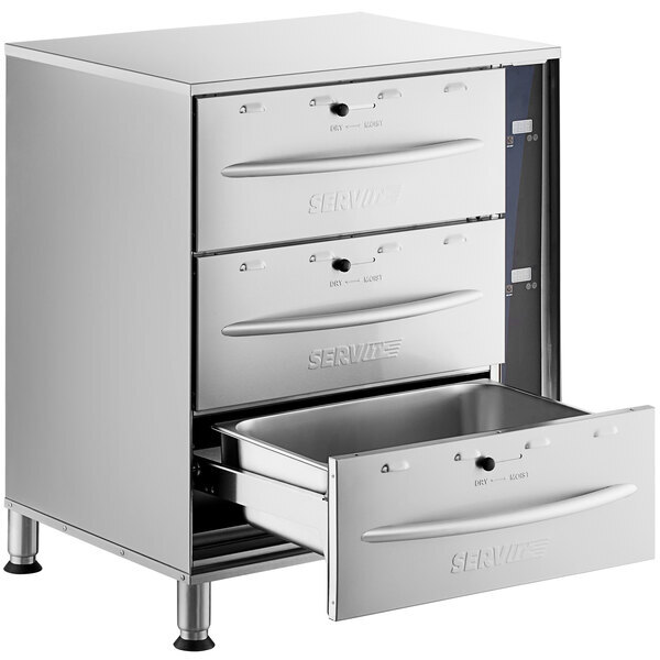 Scratch and Dent ServIt WDSFS-D3 Triple Freestanding Drawer Warmer with Digital Controls - 1350W, 120V