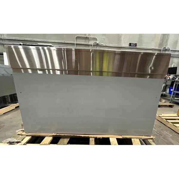 Scratch and Dent Regency 30" x 60" 16 Gauge Type 304 Stainless Steel Enclosed Base Sliding Door Table with Adjustable Midshelf and 6" Backsplash