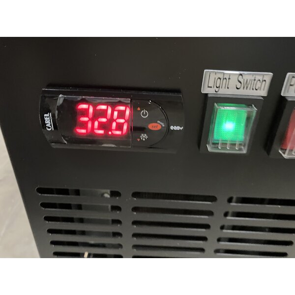 Scratch and Dent Avantco UBB-378-G-HC 78" Black Counter Height Glass Door Back Bar Refrigerator with LED Lighting