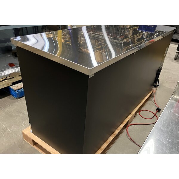 Scratch and Dent Avantco UBB-378-G-HC 78" Black Counter Height Glass Door Back Bar Refrigerator with LED Lighting