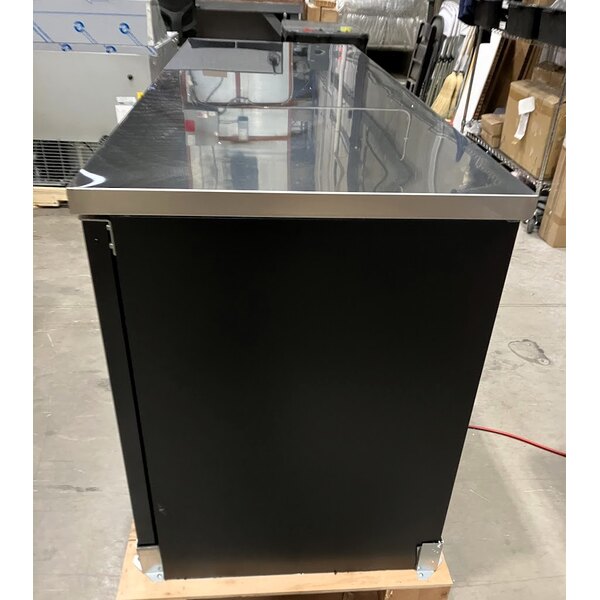 Scratch and Dent Avantco UBB-378-G-HC 78" Black Counter Height Glass Door Back Bar Refrigerator with LED Lighting
