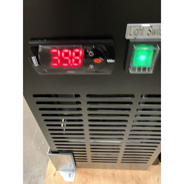 Scratch and Dent Avantco UBB-378-G-HC 78" Black Counter Height Glass Door Back Bar Refrigerator with LED Lighting