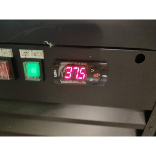 Scratch and Dent Avantco GDS-47-HC 53" Black Customizable Sliding Glass Door Merchandiser Refrigerator with LED Lighting