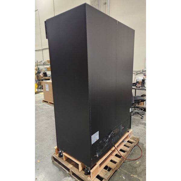 Scratch and Dent Avantco GDS-47-HC 53" Black Customizable Sliding Glass Door Merchandiser Refrigerator with LED Lighting