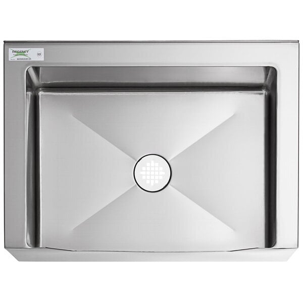 Scratch and Dent Regency 16-Gauge Stainless Steel One Compartment Floor Mop Sink with Notched Front - 28" x 20" x 12" Bowl