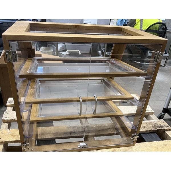 Scratch and Dent Cal-Mil 3432-S-99 Madera Rustic Pine 3 Tier Slanted Self Serve Bakery Case - 21" x 21 1/2" x 21 1/2"