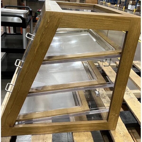 Scratch and Dent Cal-Mil 3432-S-99 Madera Rustic Pine 3 Tier Slanted Self Serve Bakery Case - 21" x 21 1/2" x 21 1/2"