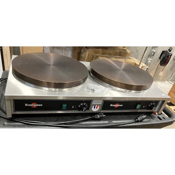 Scratch and Dent Krampouz CECIJ4 15 3/4" Dual Electric Cast Iron Crepe Maker - 240V / 3600W