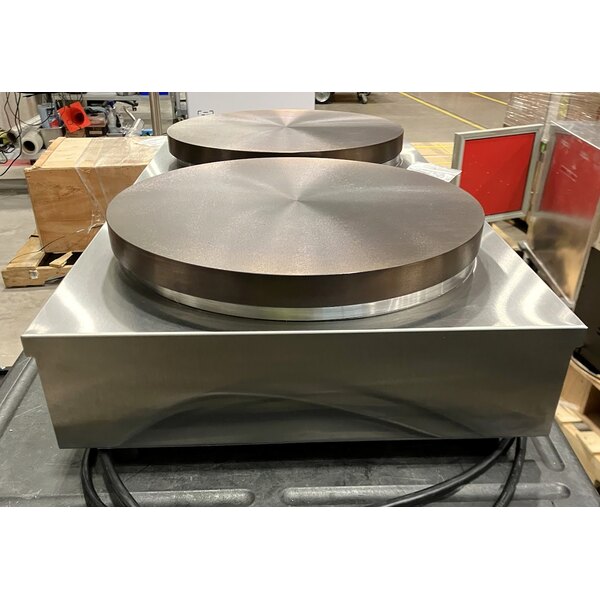 Scratch and Dent Krampouz CECIJ4 15 3/4" Dual Electric Cast Iron Crepe Maker - 240V / 3600W