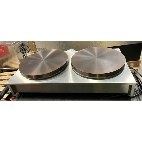 Scratch and Dent Krampouz CECIJ4 15 3/4" Dual Electric Cast Iron Crepe Maker - 240V / 3600W