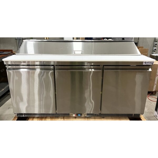 Scratch and Dent Avantco ZPT-71-FB-HC 71" 3 Door Front Breathing Cutting Top Refrigerated Sandwich Prep Table