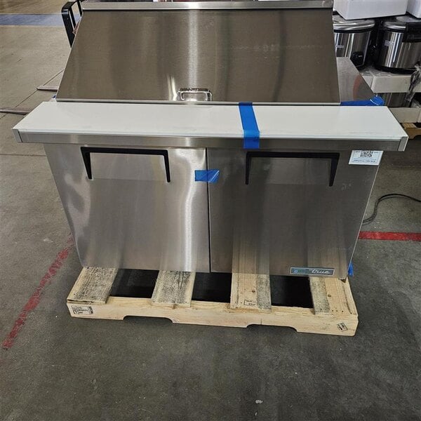 Scratch and Dent True TSSU-48-18M-B-HC 48 3/8" 2 Door Mega Top Refrigerated Sandwich Prep Table