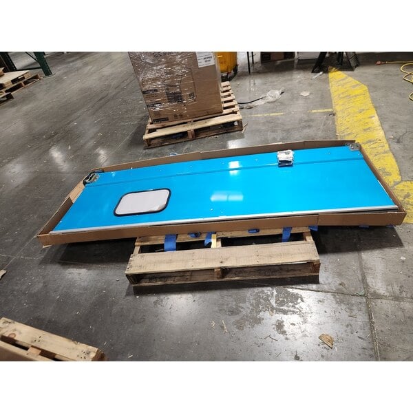 Scratch and Dent Regency Single Aluminum Swinging Traffic Door with 9" x 14" Window - 30" x 84" Door Opening