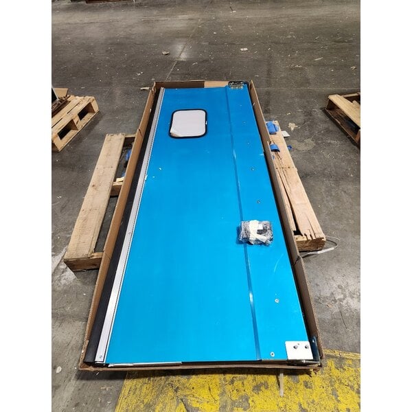 Scratch and Dent Regency Single Aluminum Swinging Traffic Door with 9" x 14" Window - 30" x 84" Door Opening