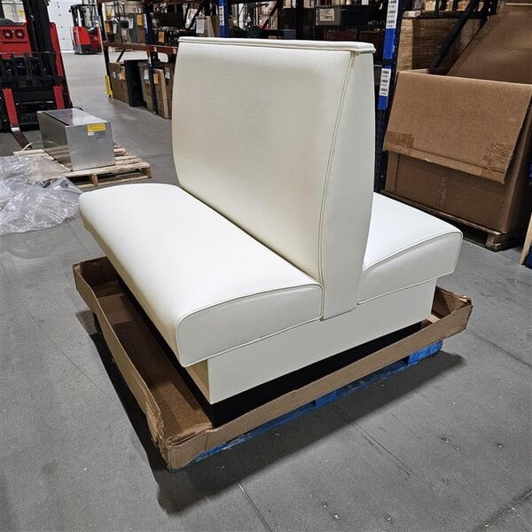 Scratch and Dent American Tables & Seating 45 1/2" Long White Plain Double Back Fully Upholstered Booth - 42" High