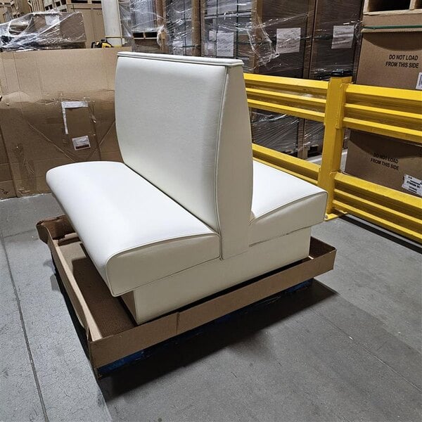 Scratch and Dent American Tables & Seating 45 1/2" Long White Plain Double Back Fully Upholstered Booth - 42" High