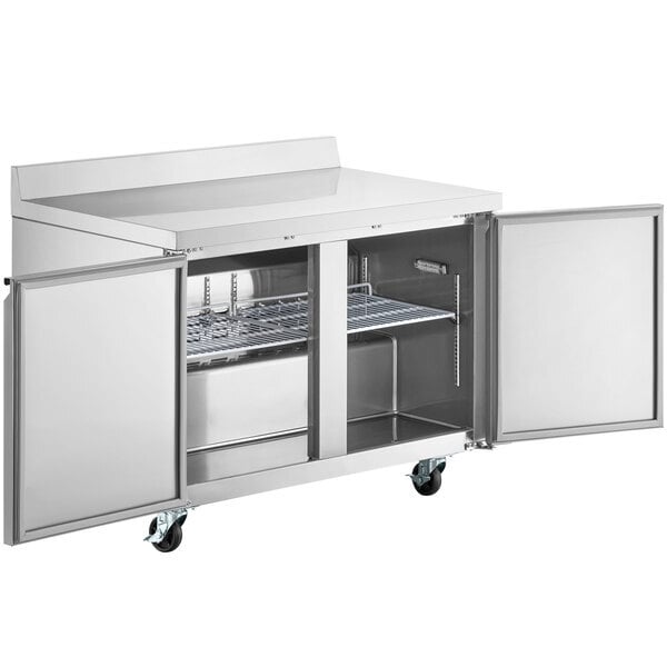 Scratch and Dent Avantco SS-WT-48F-HC Two Door Worktop Freezer with 3 1/2" Backsplash